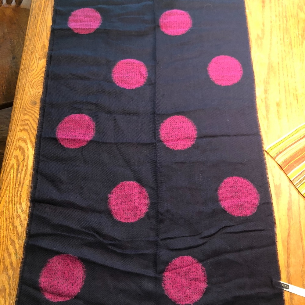 Blue and Pink Polka Dot Scarf